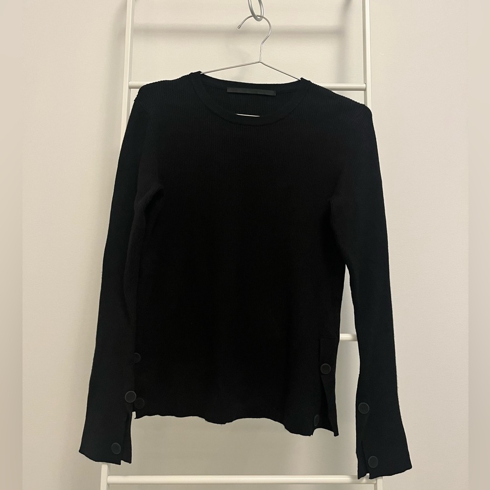 Black knit long sleeve sweater, size S
